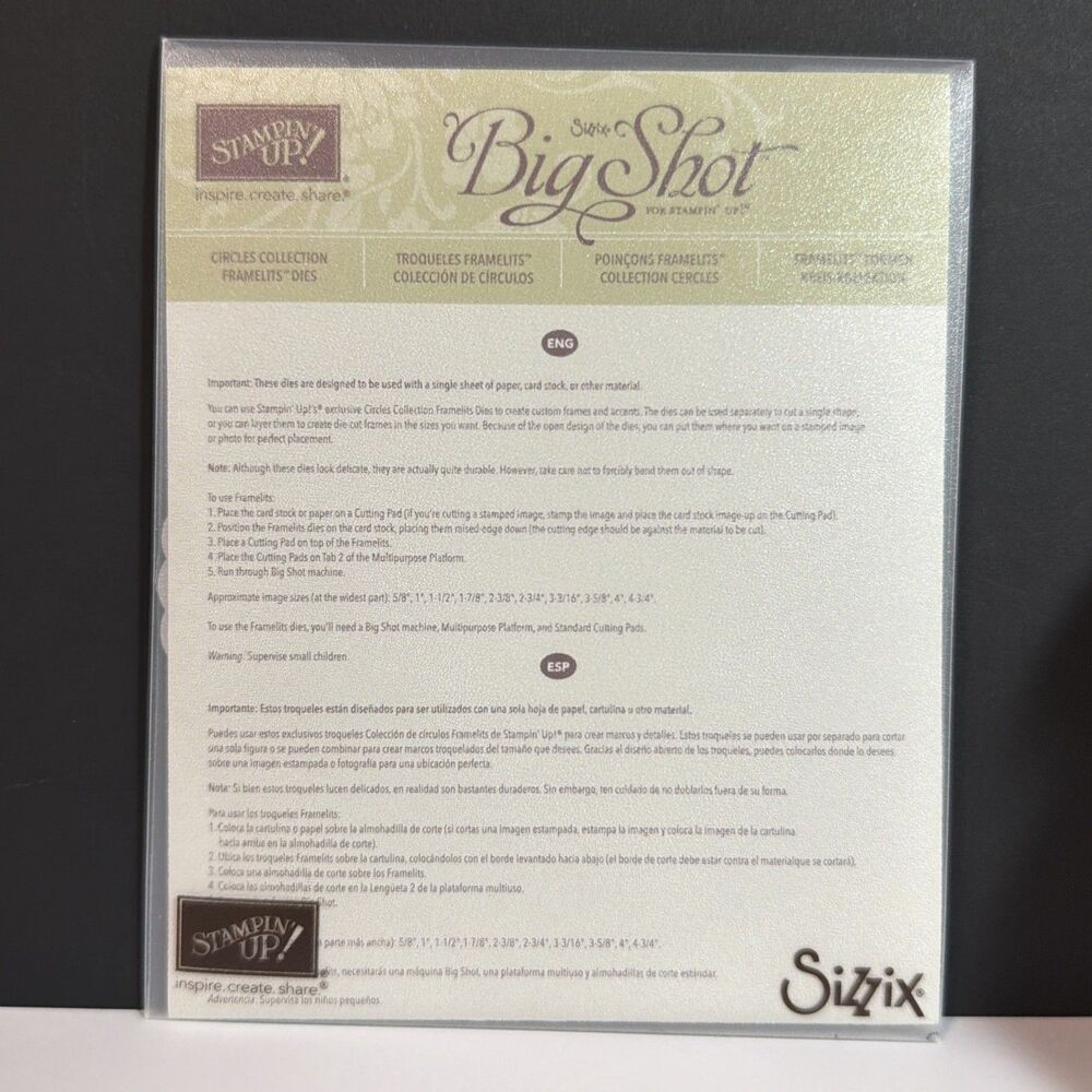 Stampin' Up! CIRCLES COLLECTION Framelits Dies (10) Big 130911 Sizzix